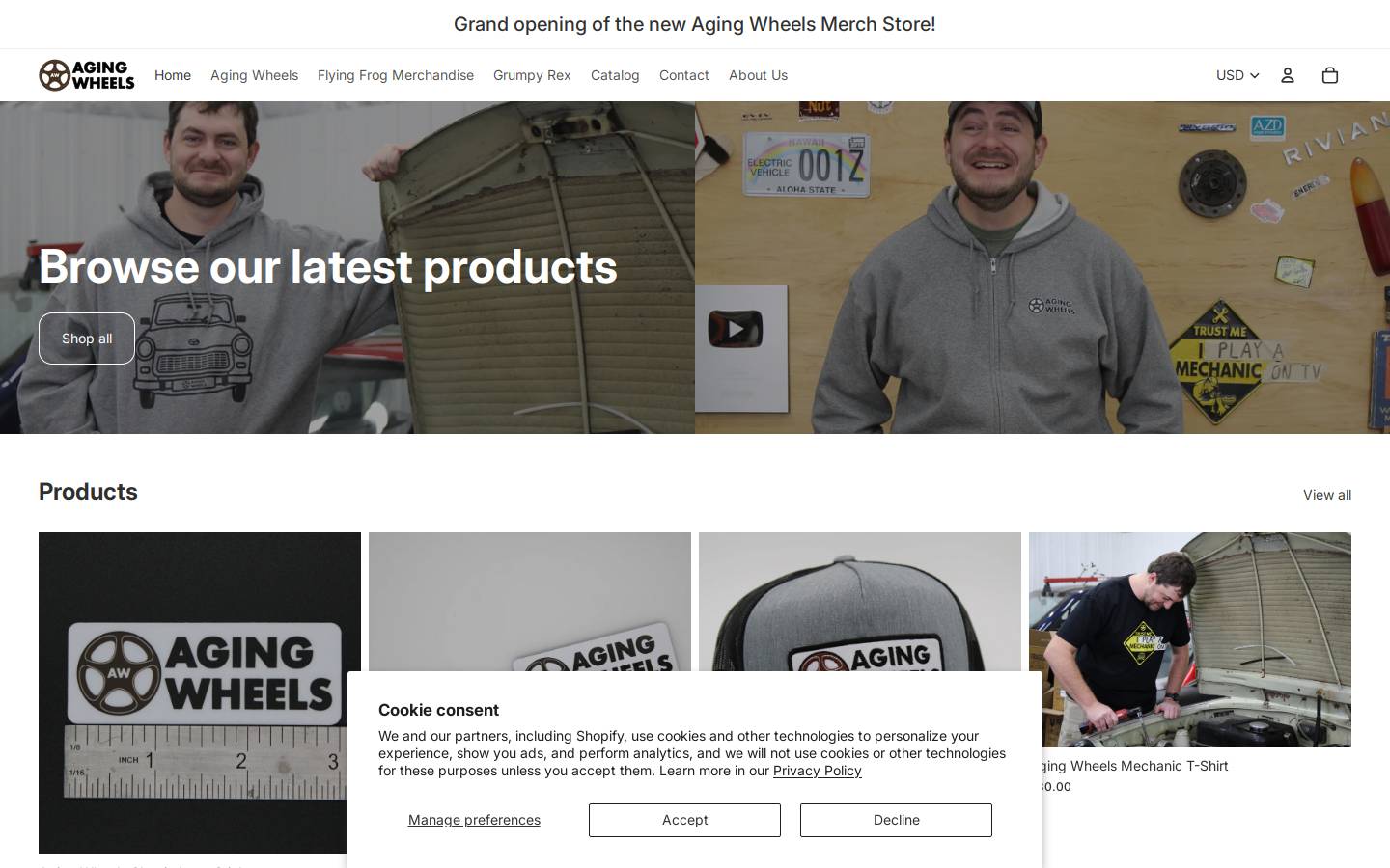 agingwheels.com homepage screenshot
