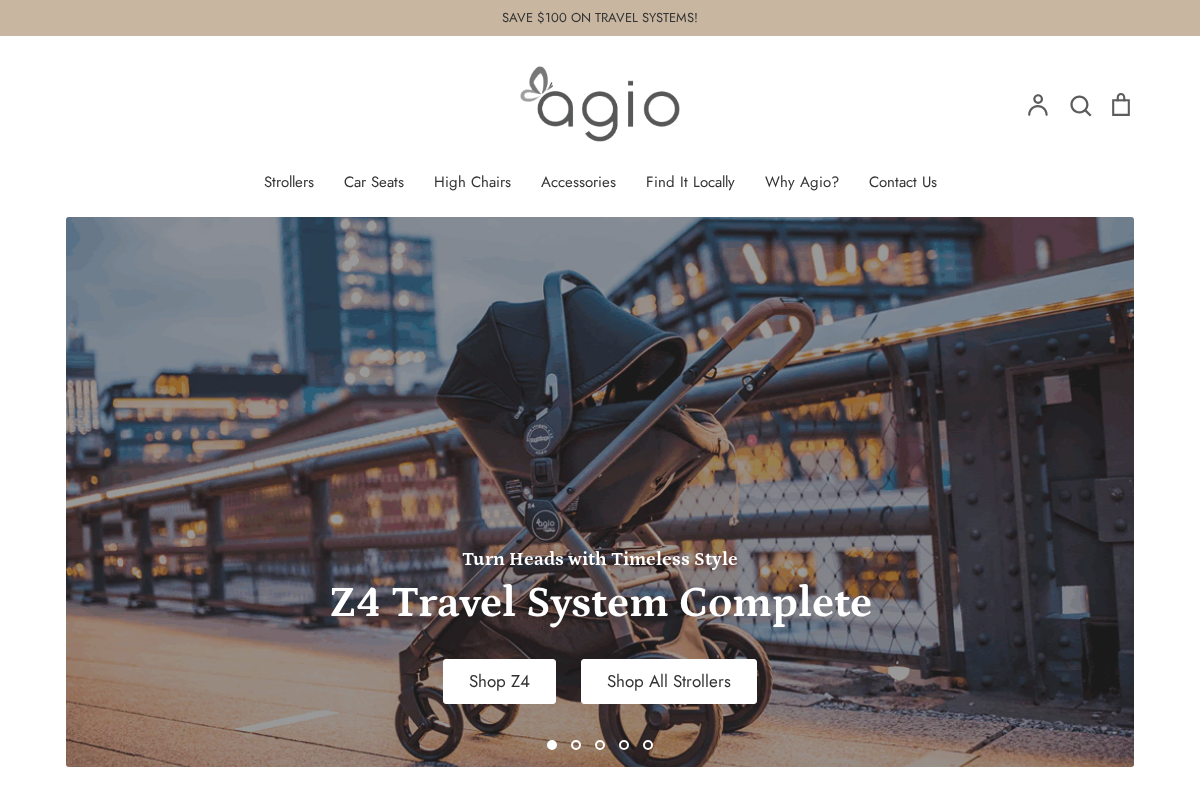 Agio Baby homepage screenshot