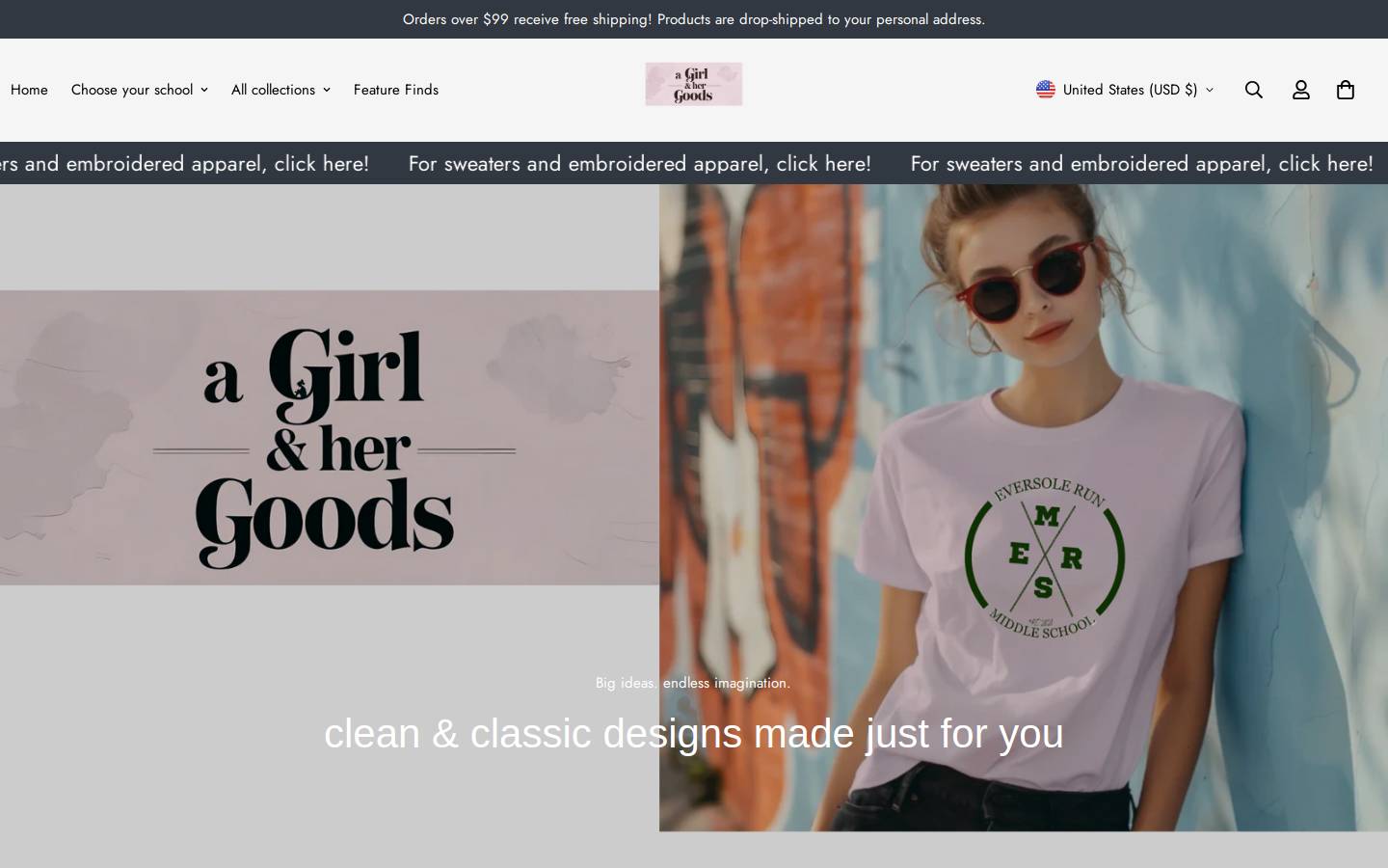 agirlandhergoods.com homepage screenshot