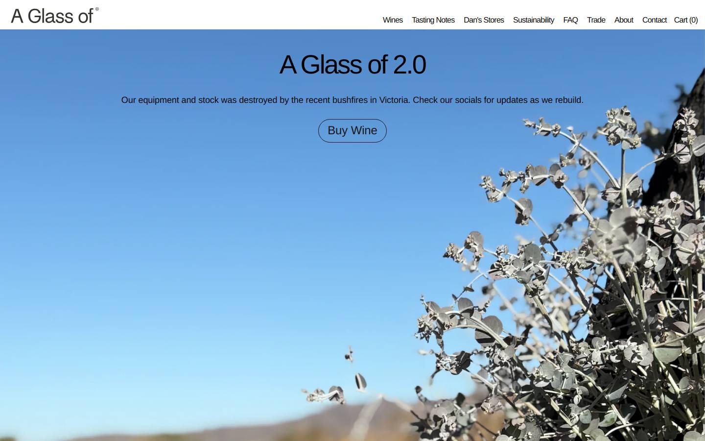 aglassof.co homepage screenshot