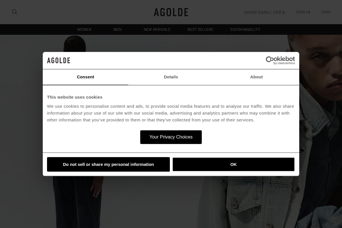 agolde.com homepage screenshot