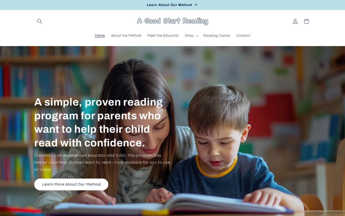 agoodstartreading.com homepage screenshot
