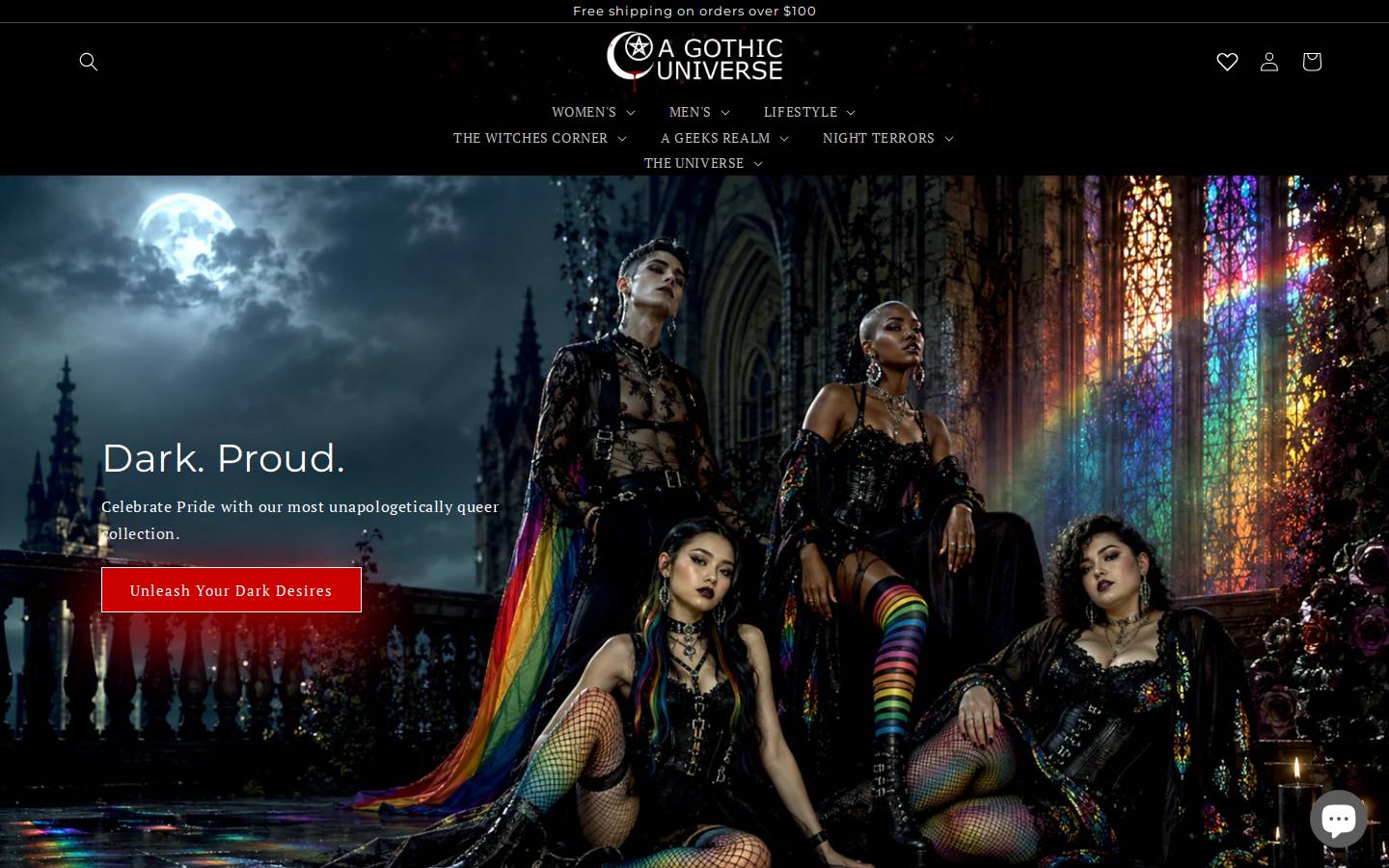 A Gothic Universe homepage screenshot
