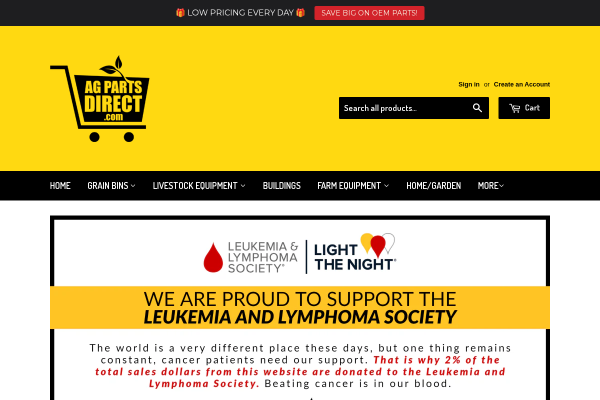 Ag Parts Direct homepage screenshot