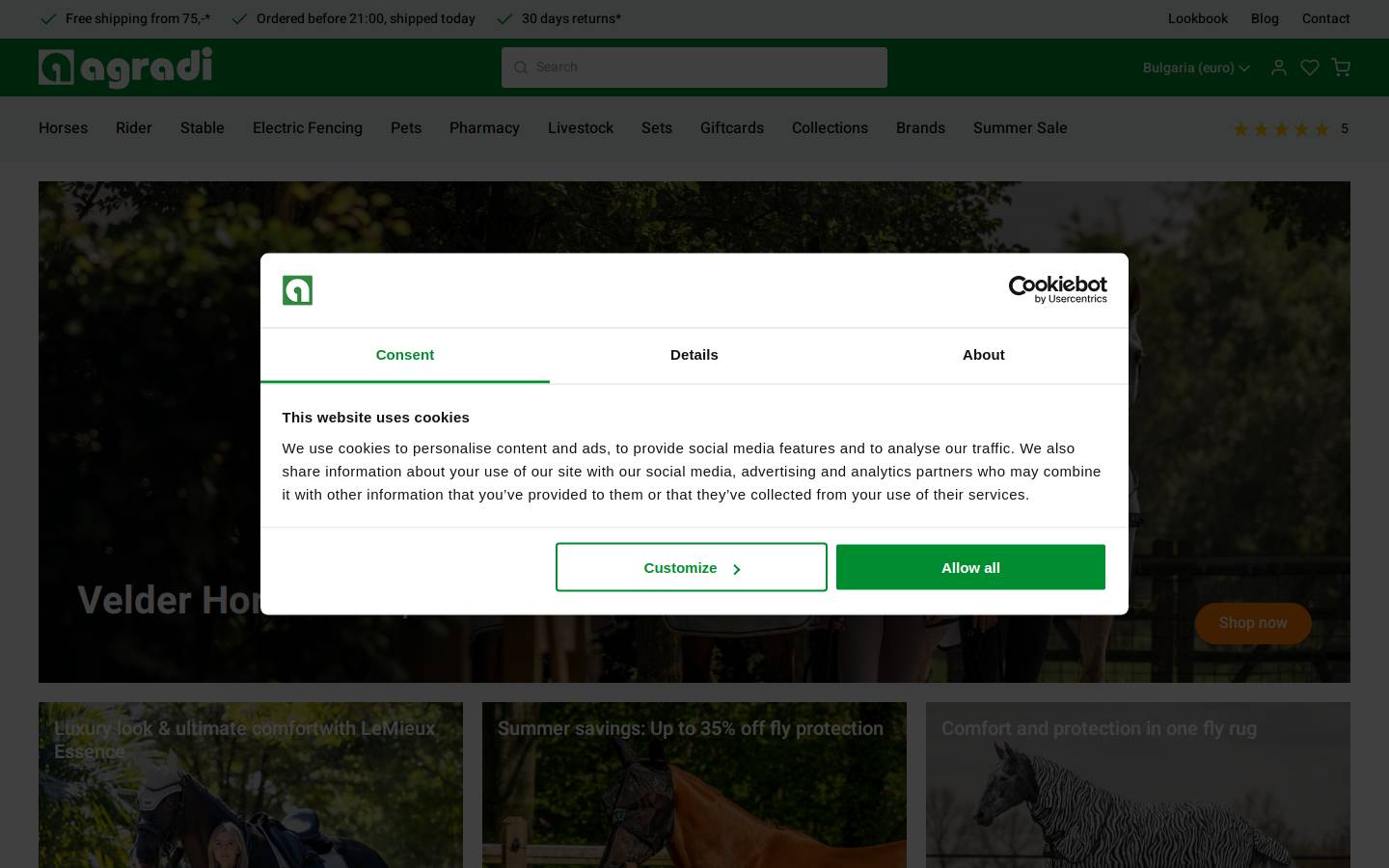 Agradi homepage screenshot
