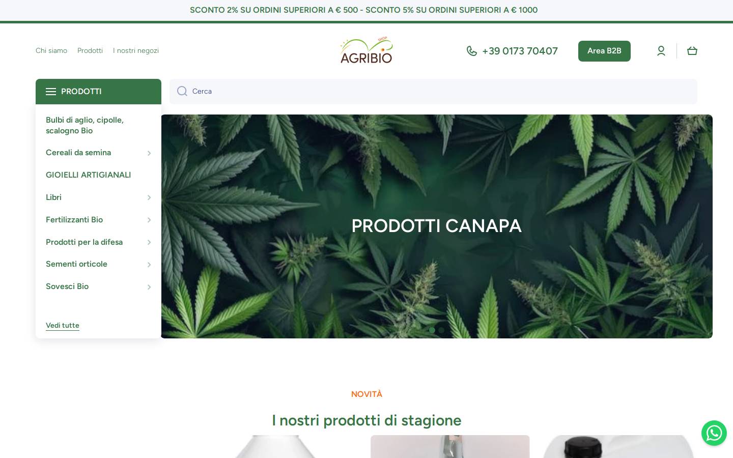 AgriBio Shop homepage screenshot