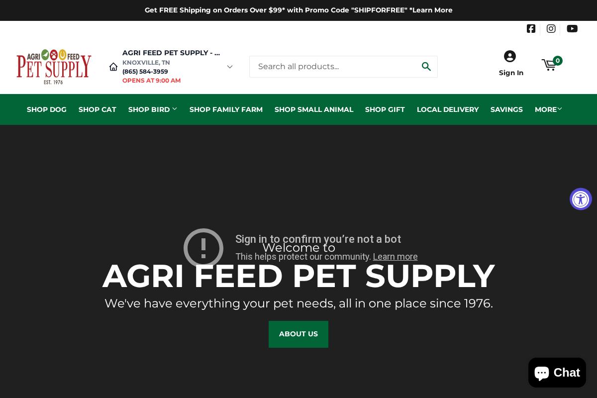Agri Feed Pet Supply homepage screenshot