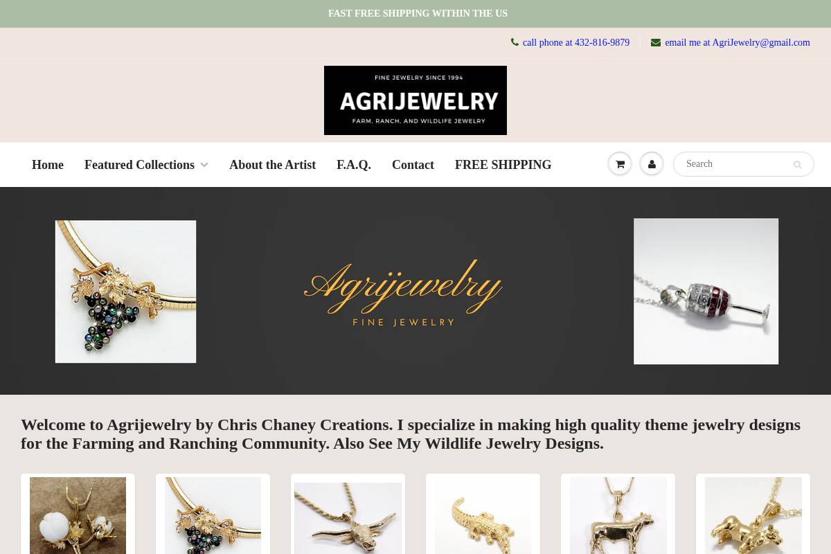 agrijewelry.com homepage screenshot