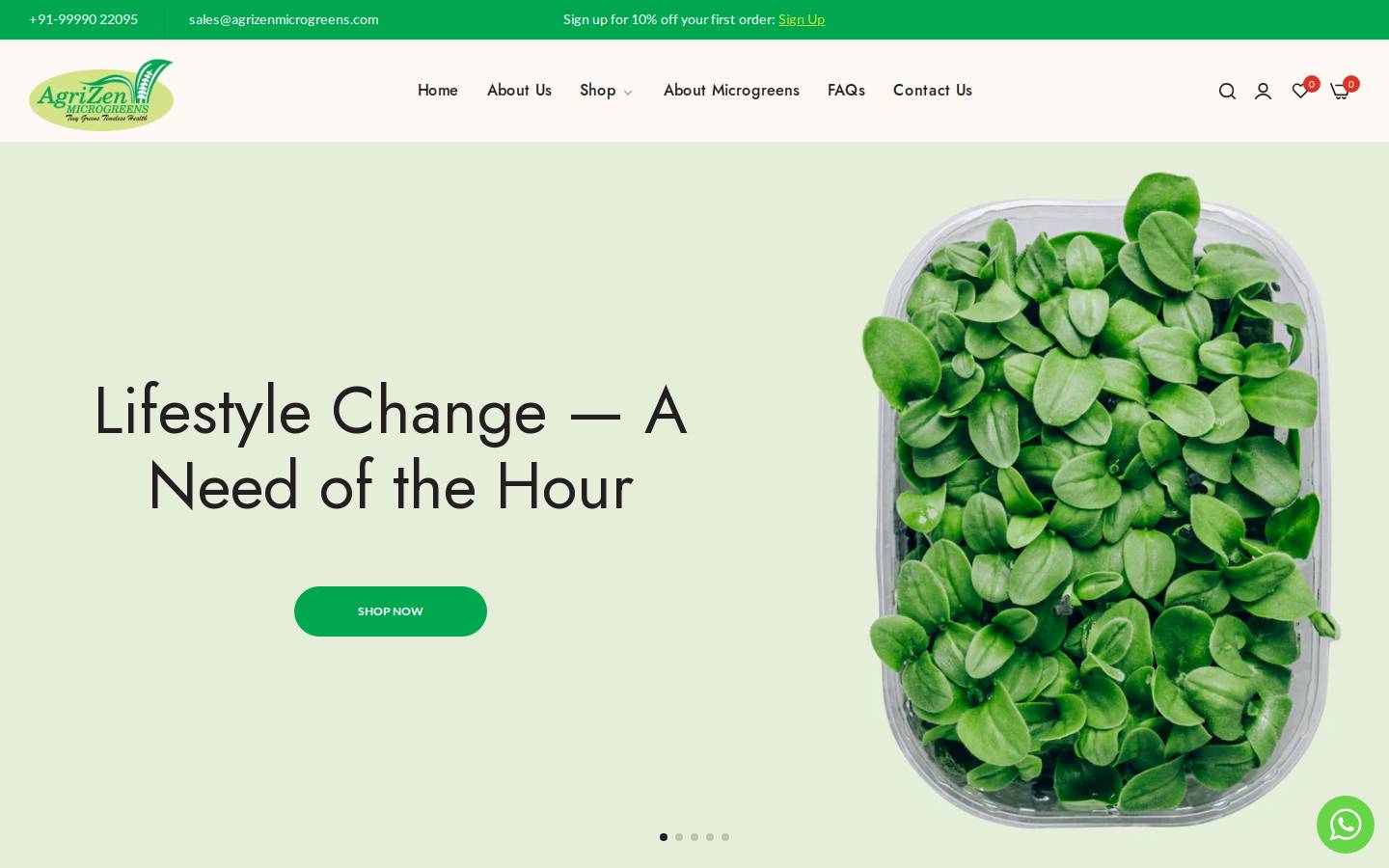 agrizenmicrogreens.com homepage screenshot