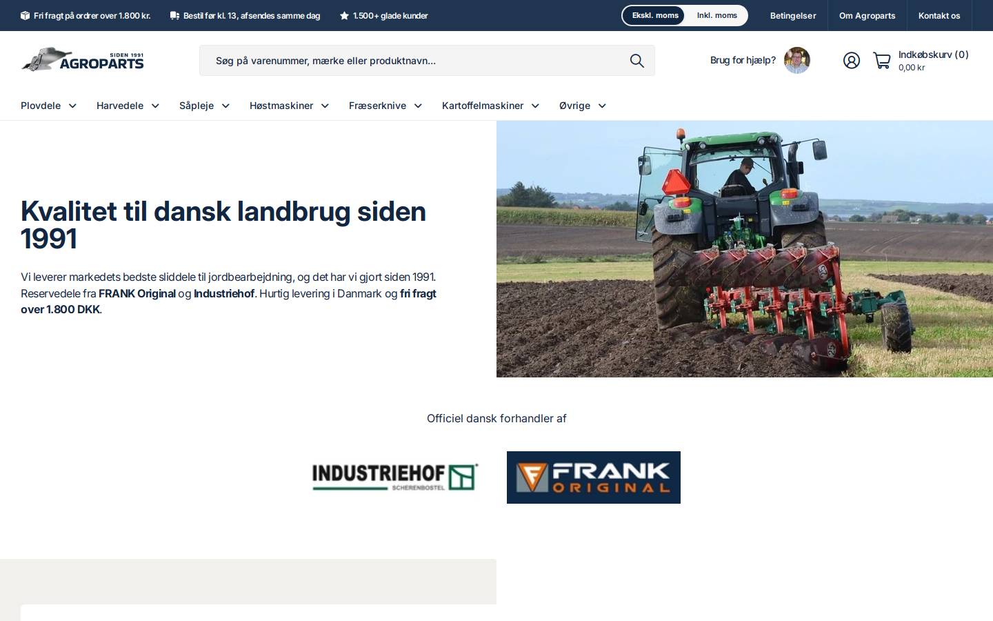 Agroparts homepage screenshot