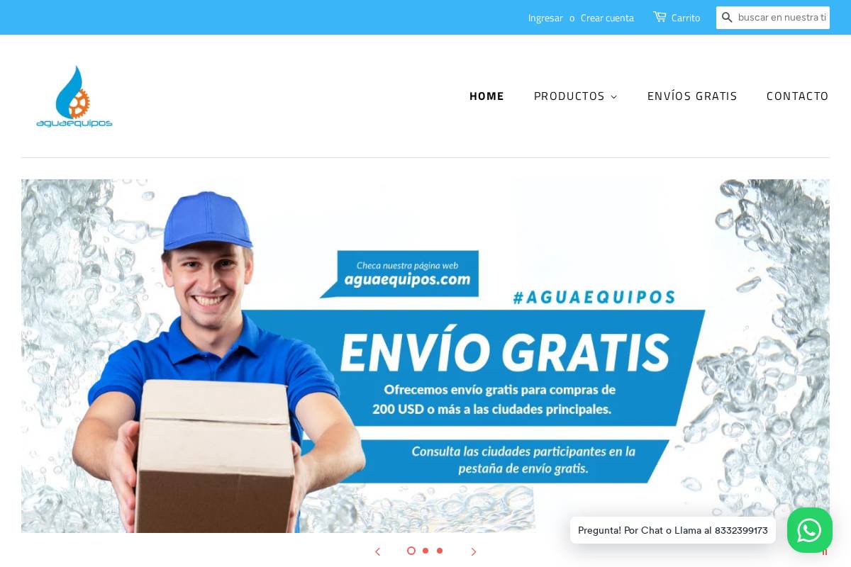 aguaequipos.com homepage screenshot