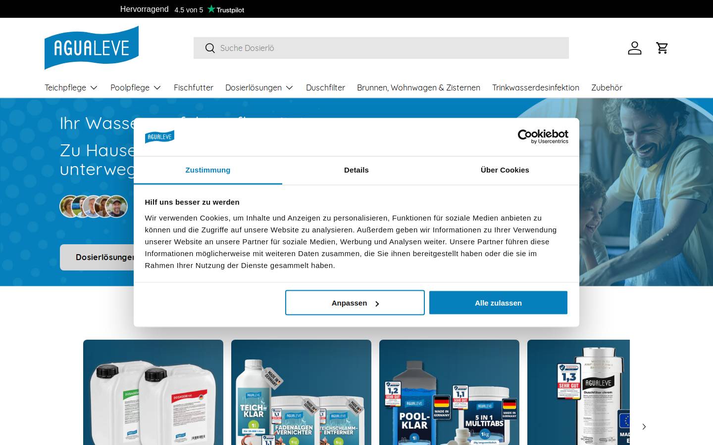 Agualeve homepage screenshot