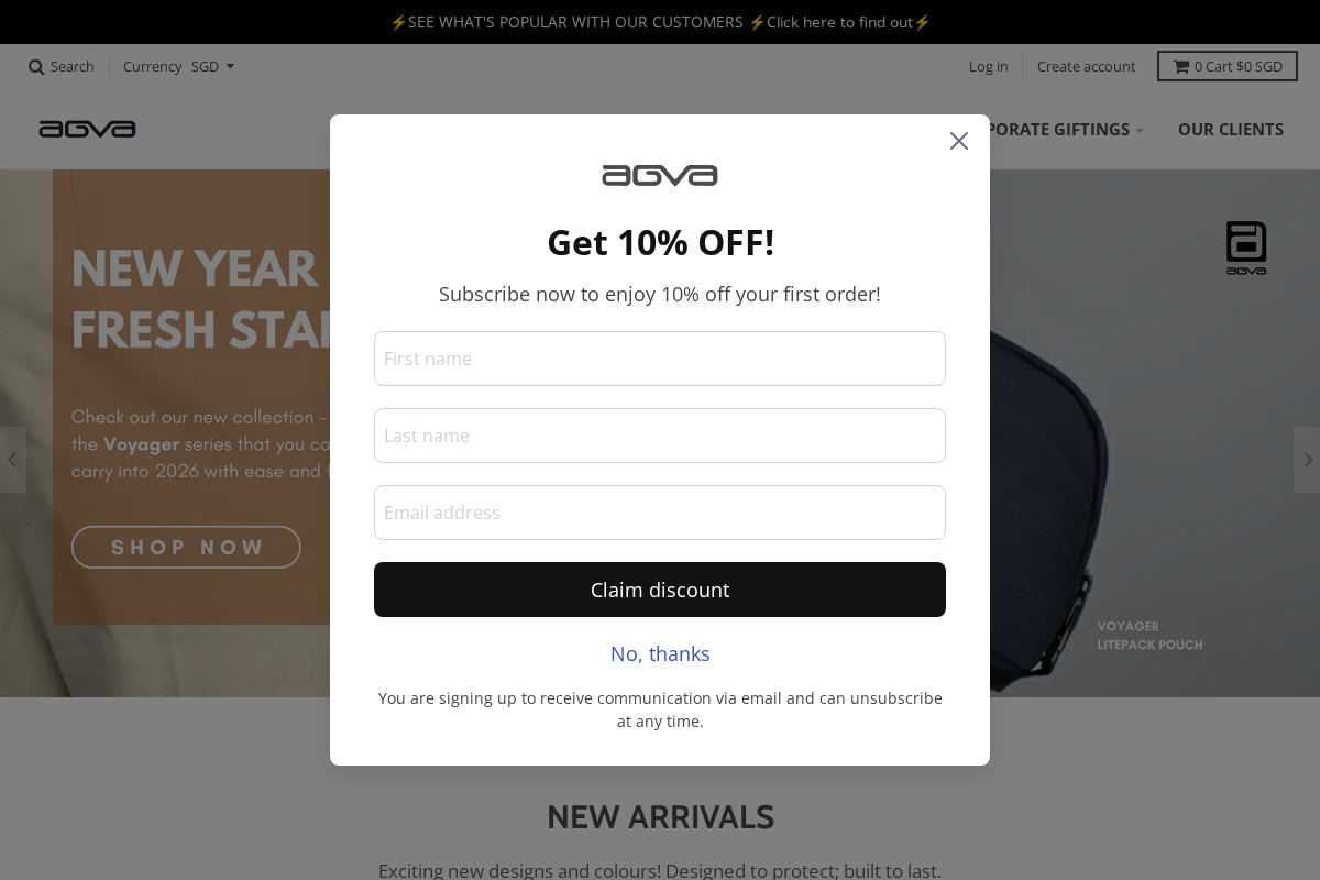 agvabags.com homepage screenshot