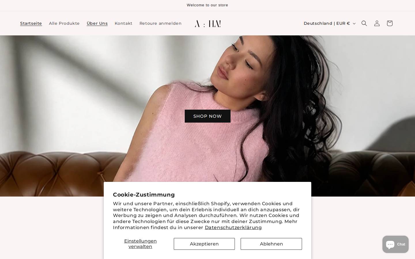 aha-shop.com homepage screenshot