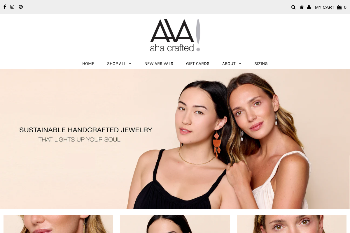 ahacrafted.com homepage screenshot