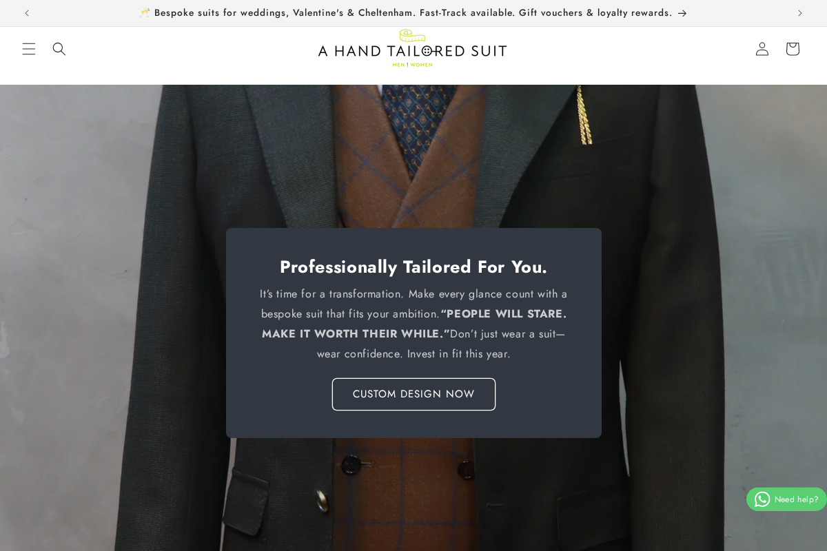 A Hand Tailored Suit homepage screenshot