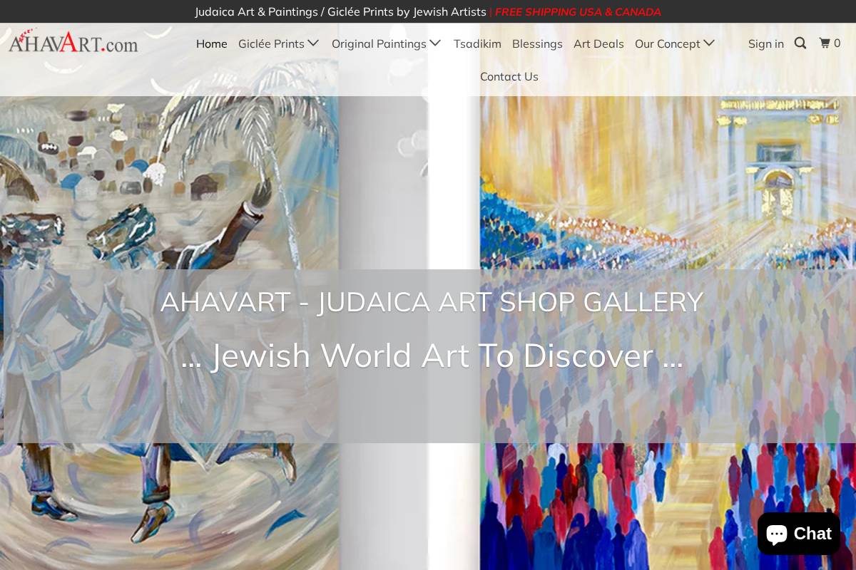 ahavart.com homepage screenshot