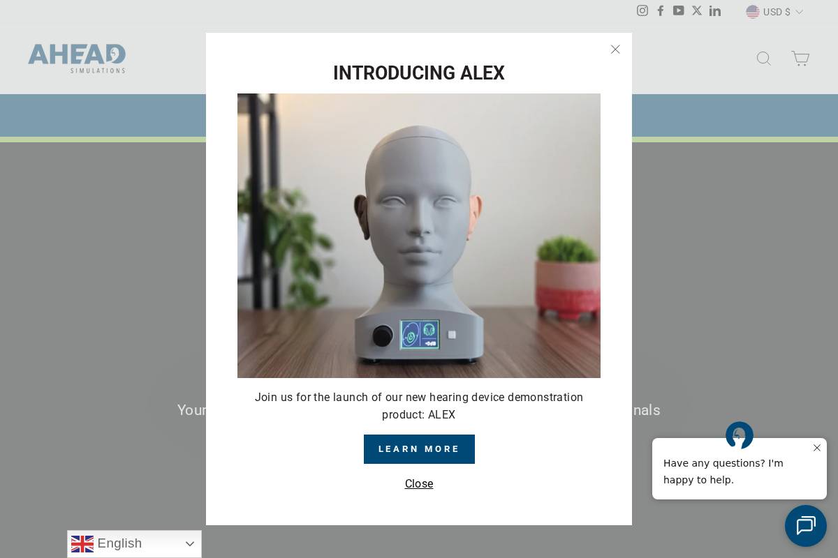aheadsimulations.com homepage screenshot