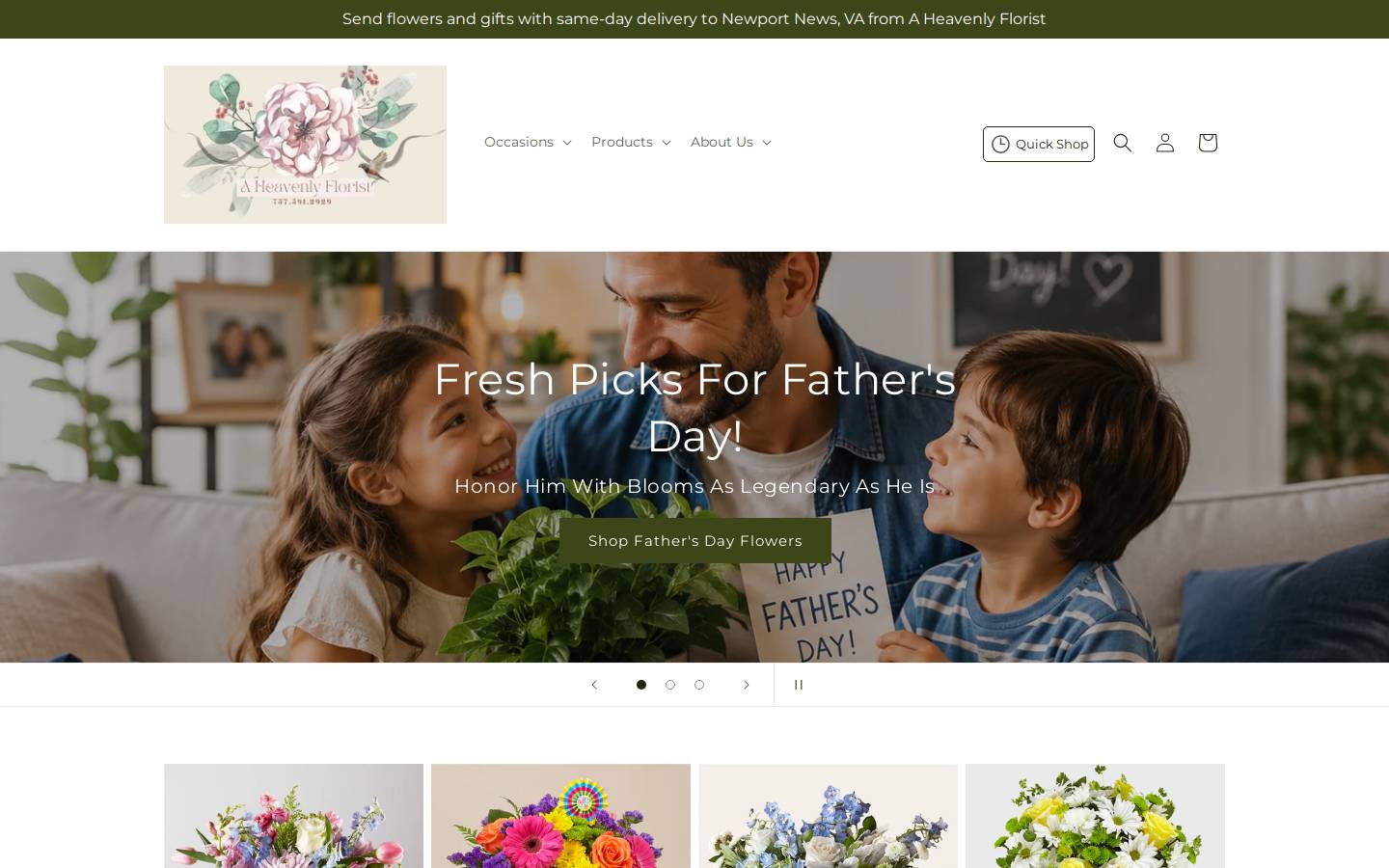 aheavenlyflorist.net homepage screenshot