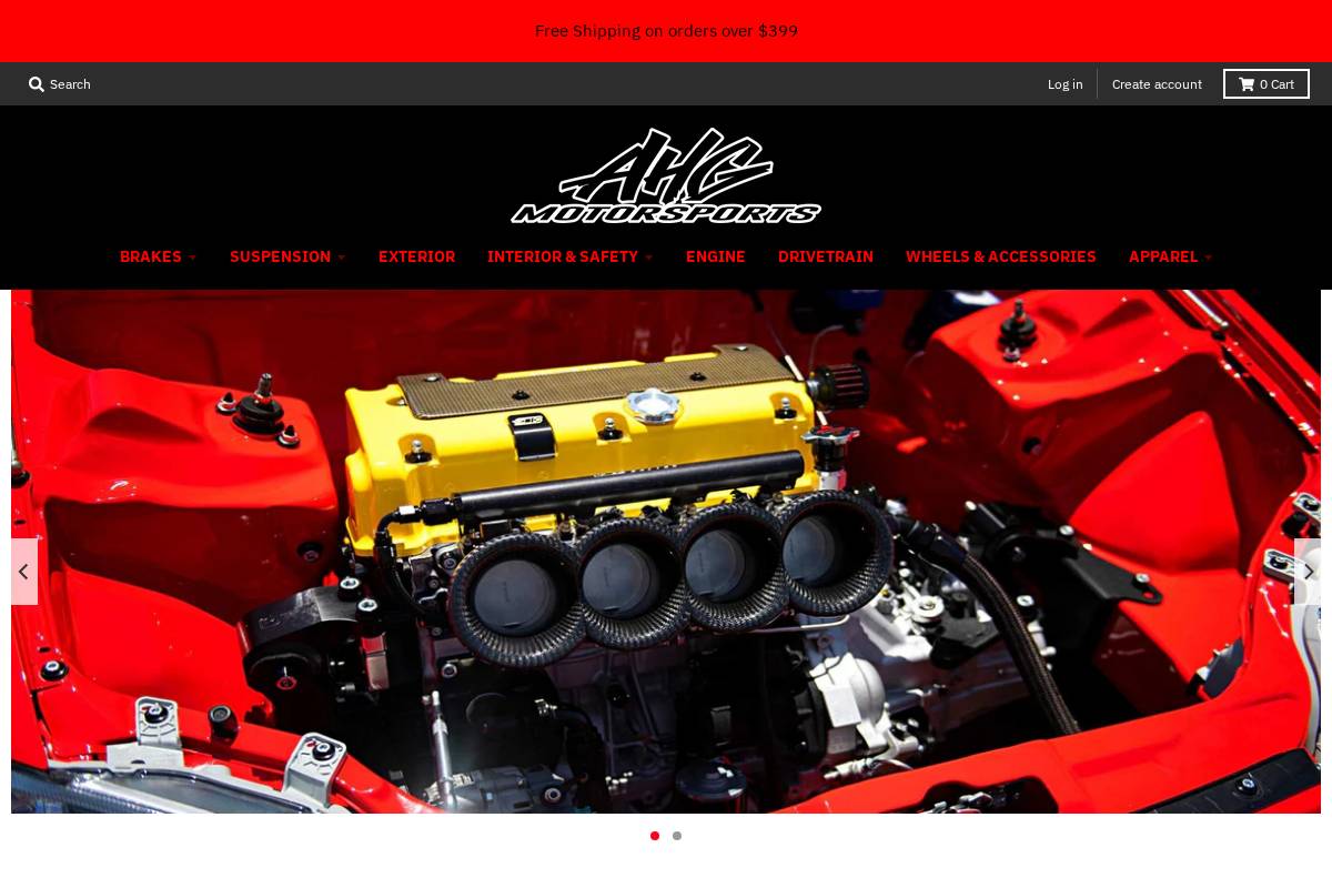 ahgmotorsports.com homepage screenshot