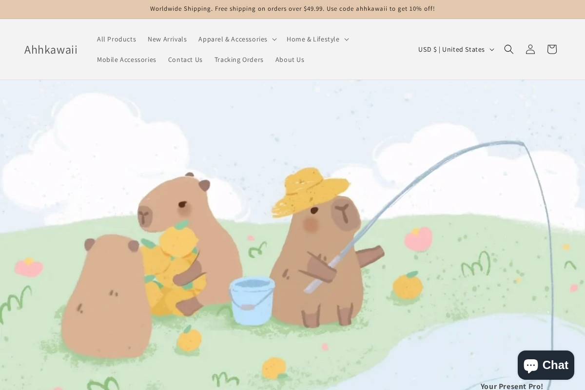 ahhkawaii.com homepage screenshot