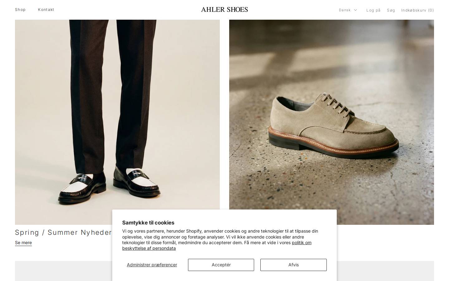Ahler Shoes homepage screenshot