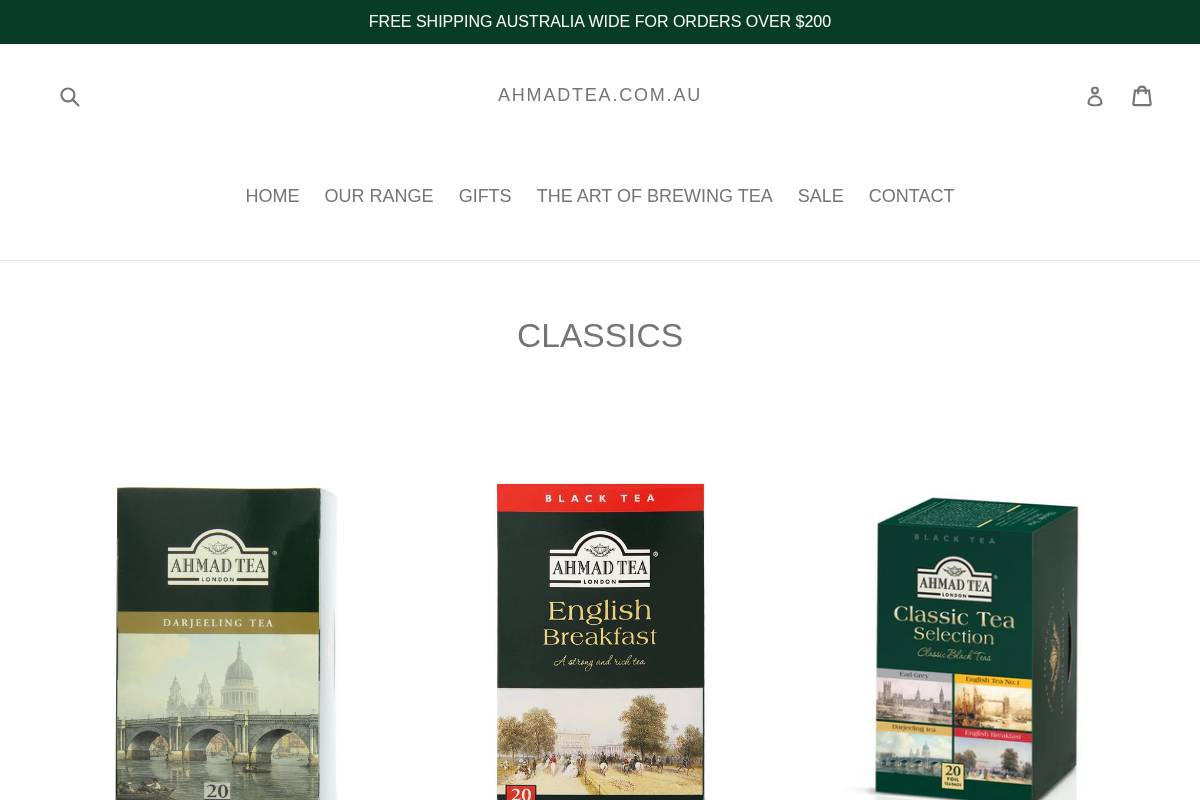 Ahmad Tea homepage screenshot
