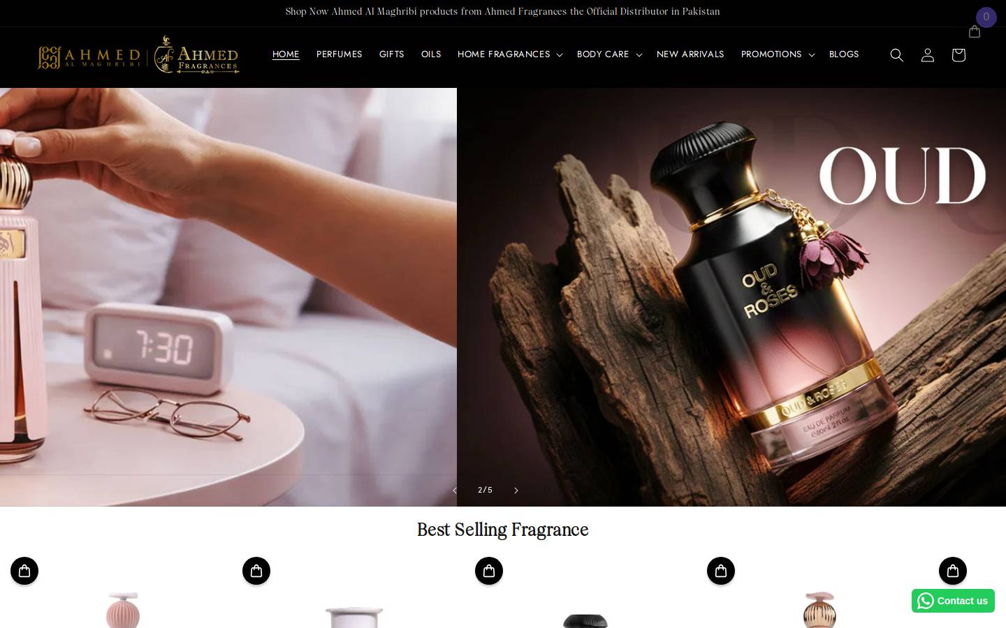 ahmedfragrances.com homepage screenshot