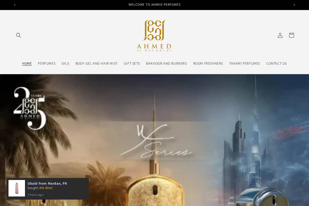 Ahmedperfumes homepage screenshot