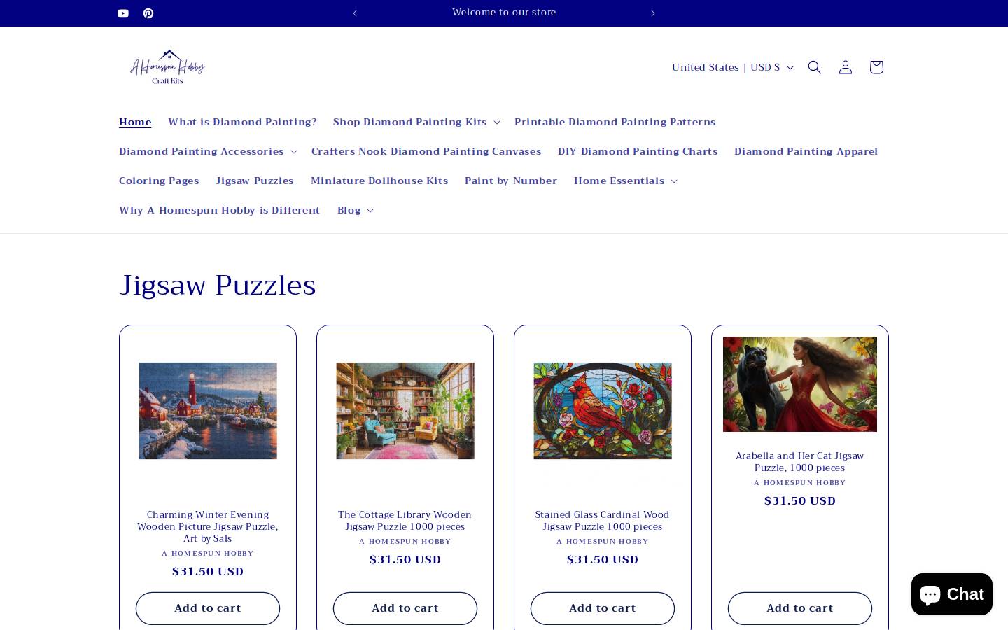 ahomespunhobby.com homepage screenshot
