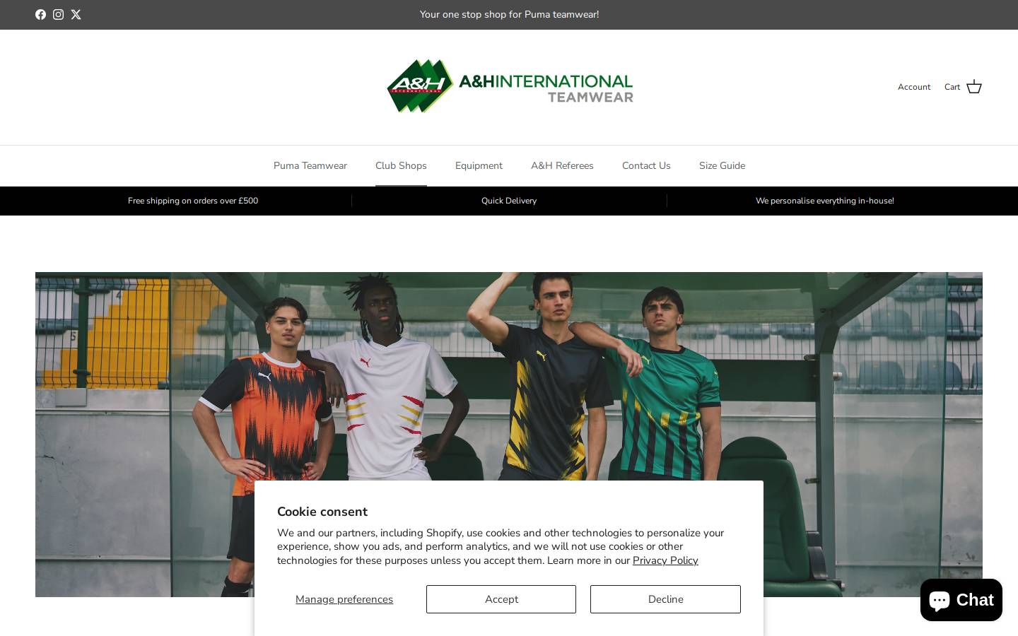 ahteamwear.com homepage screenshot