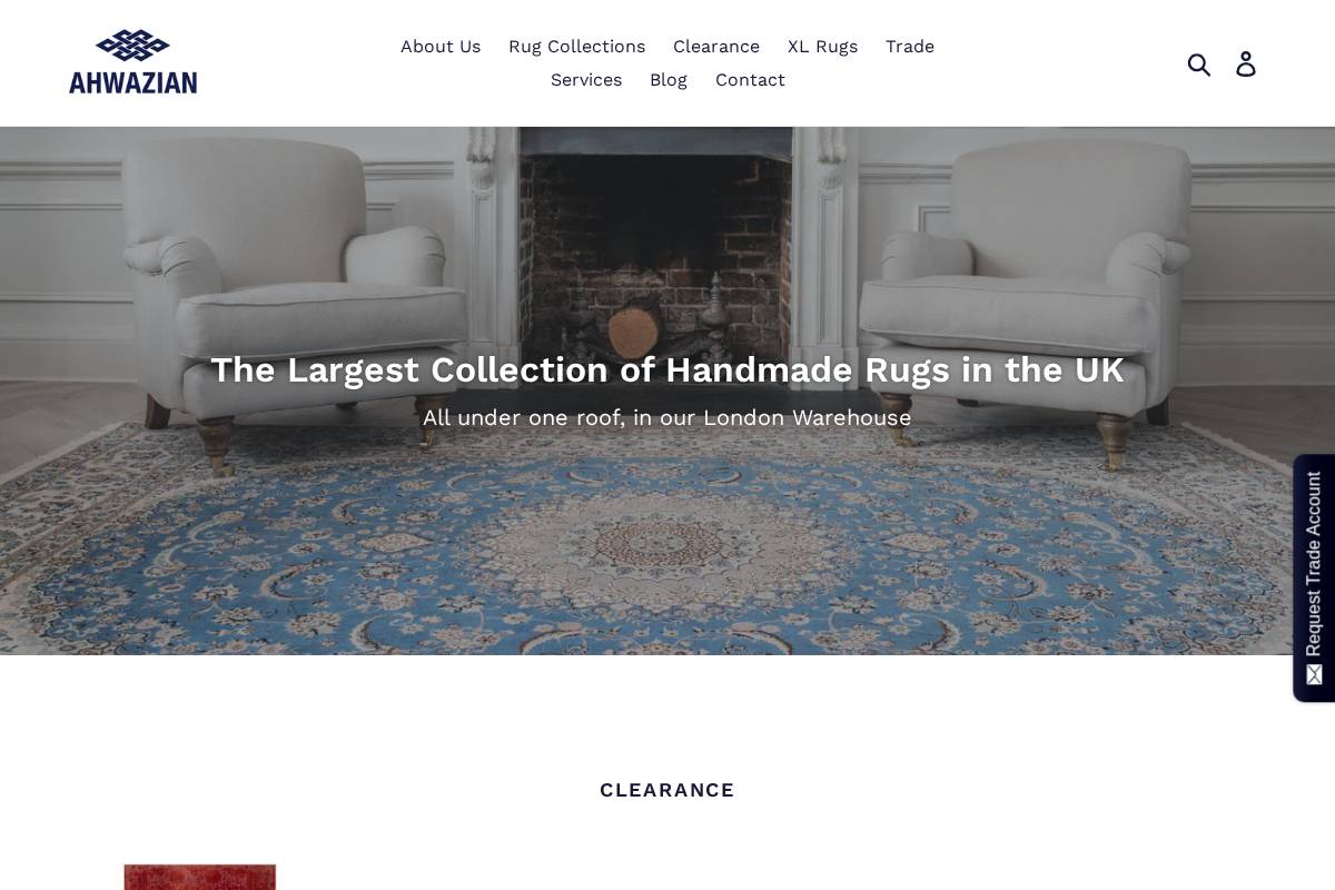 Ahwazian Oriental Carpets & Rugs homepage screenshot
