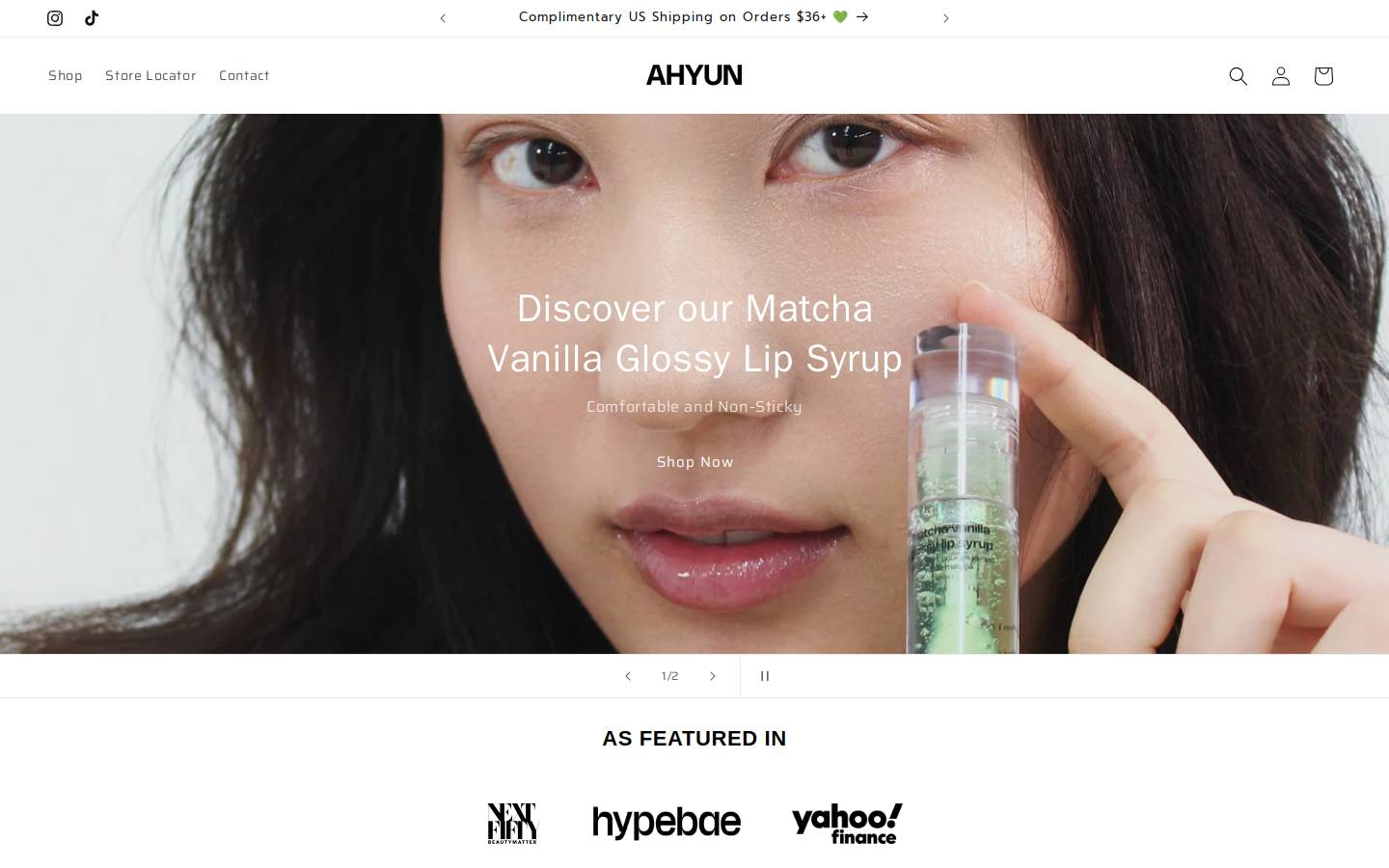 ahyunskin.com homepage screenshot