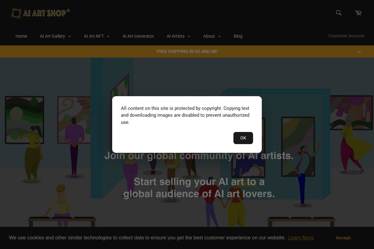 aiartshop.com homepage screenshot