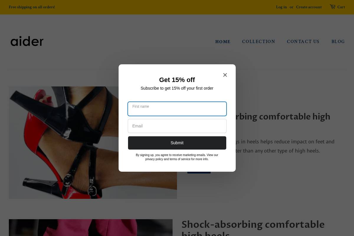 aidershoes.com homepage screenshot