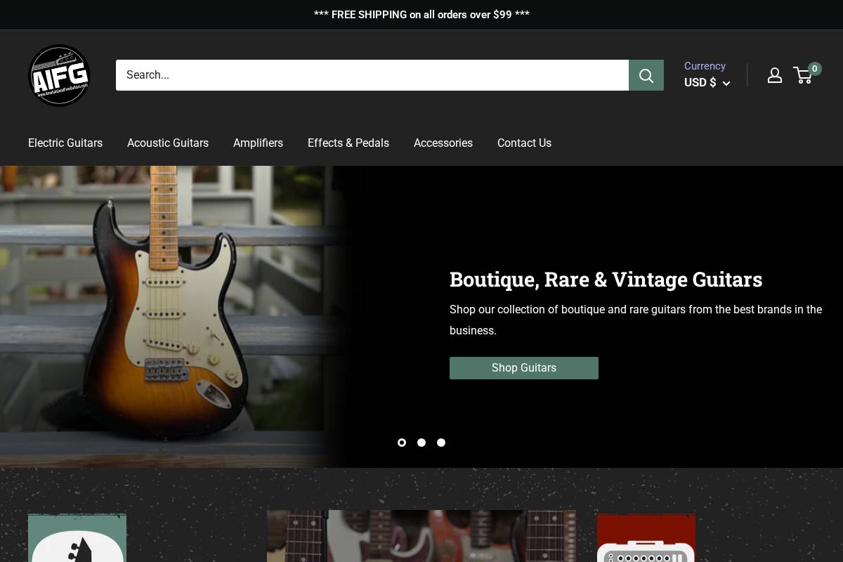 aifineguitars.com homepage screenshot