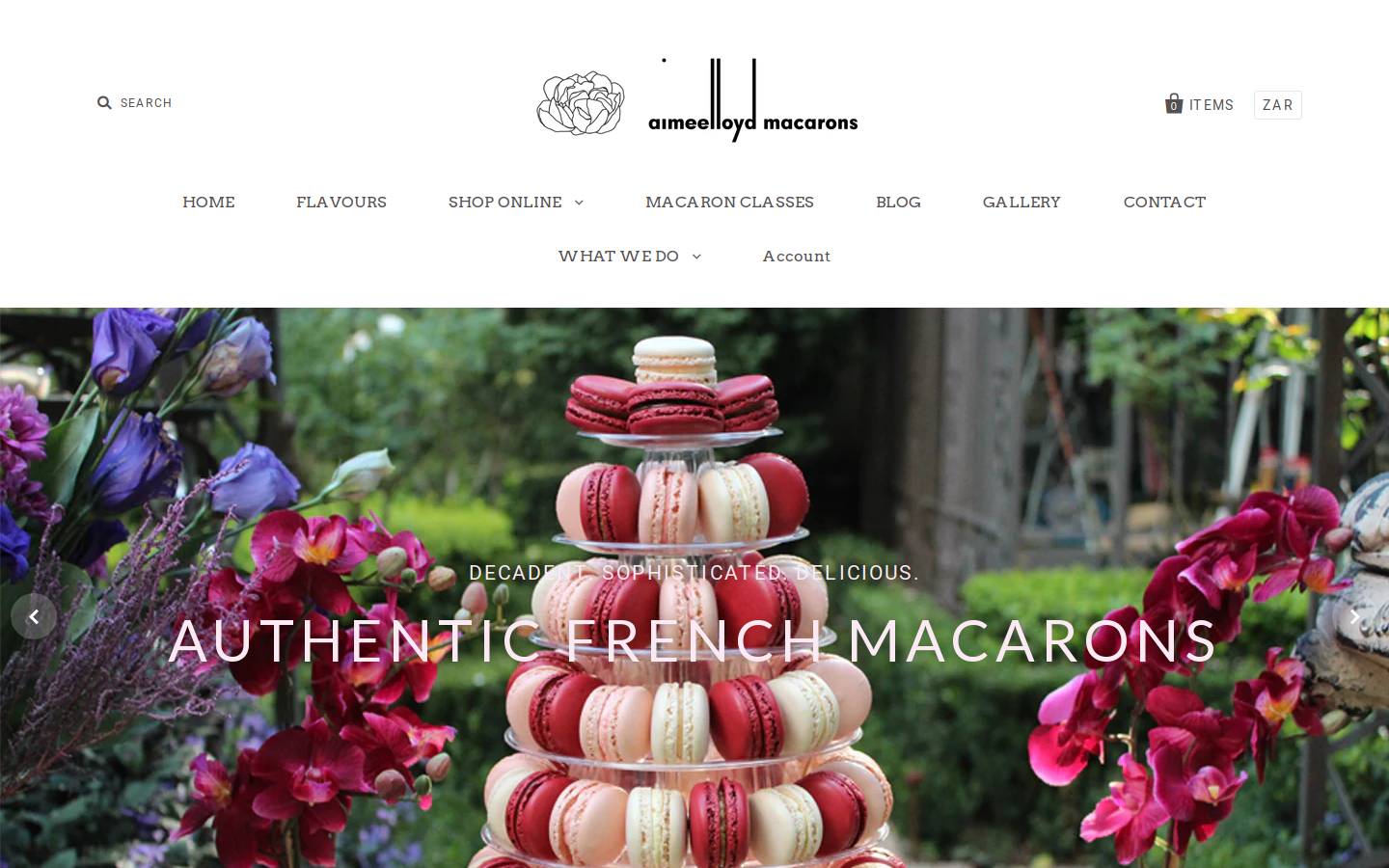 aimeelloydmacarons.com homepage screenshot