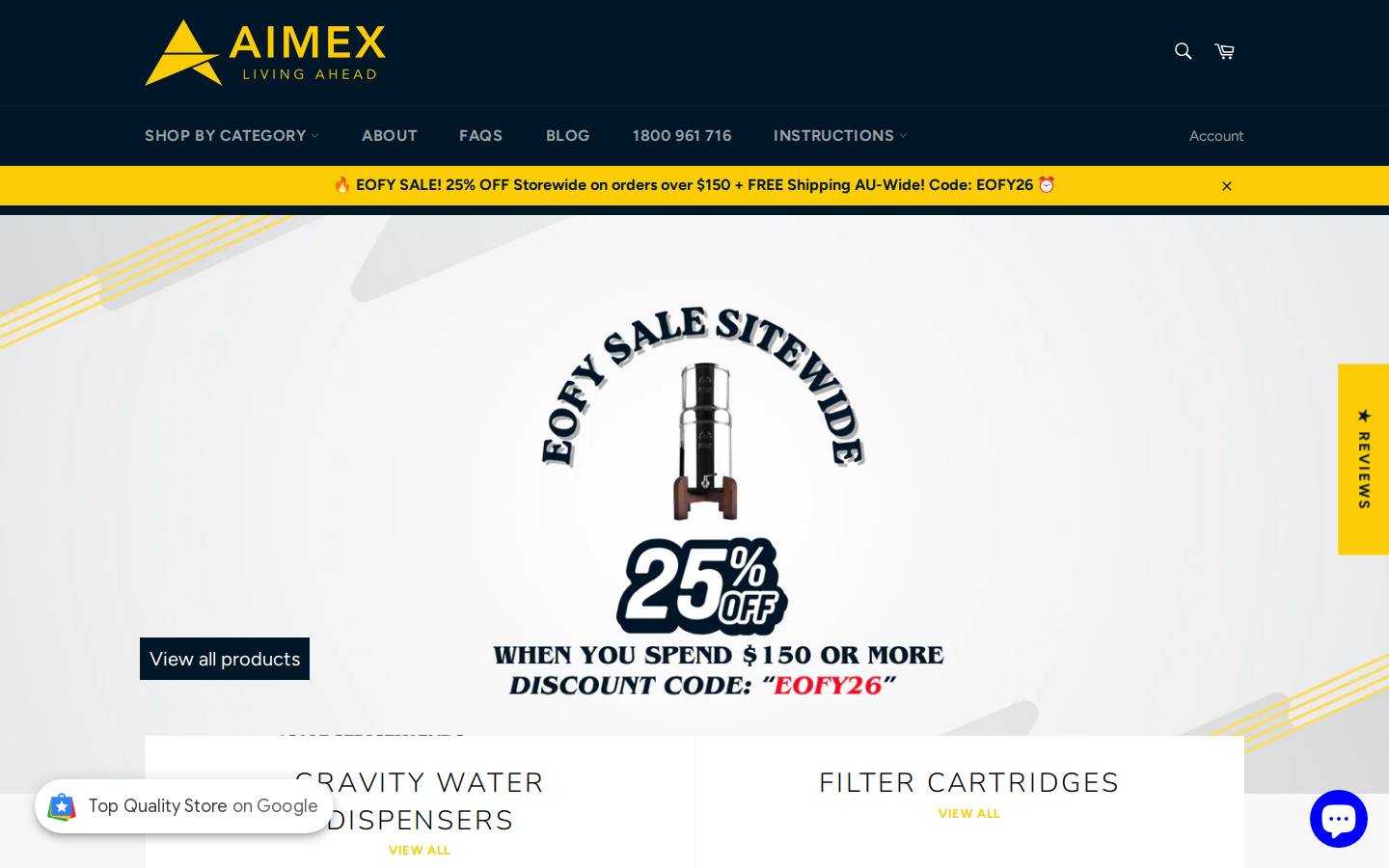 aimexwater.com homepage screenshot