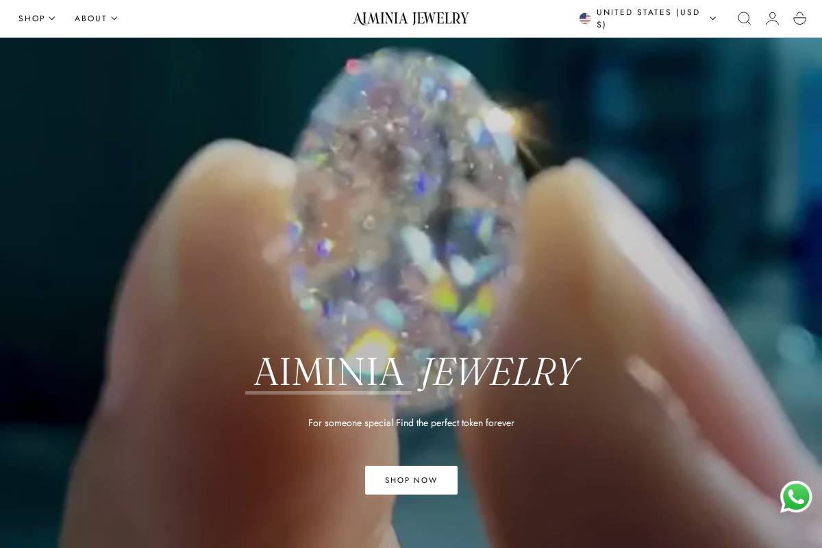 Aiminia_jewelry_official homepage screenshot