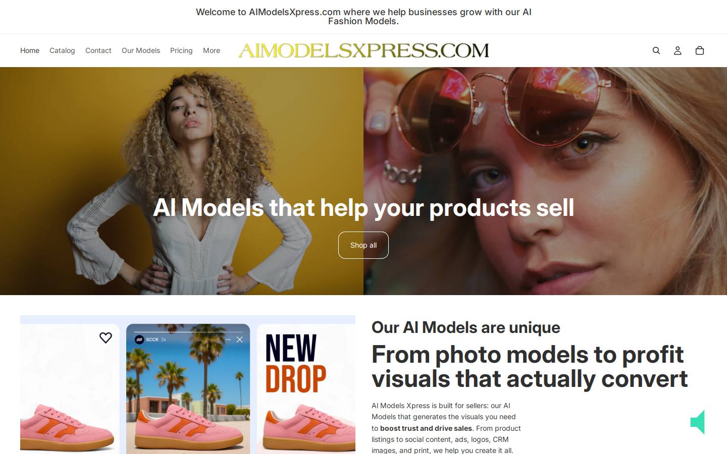 aimodelsxpress.com homepage screenshot