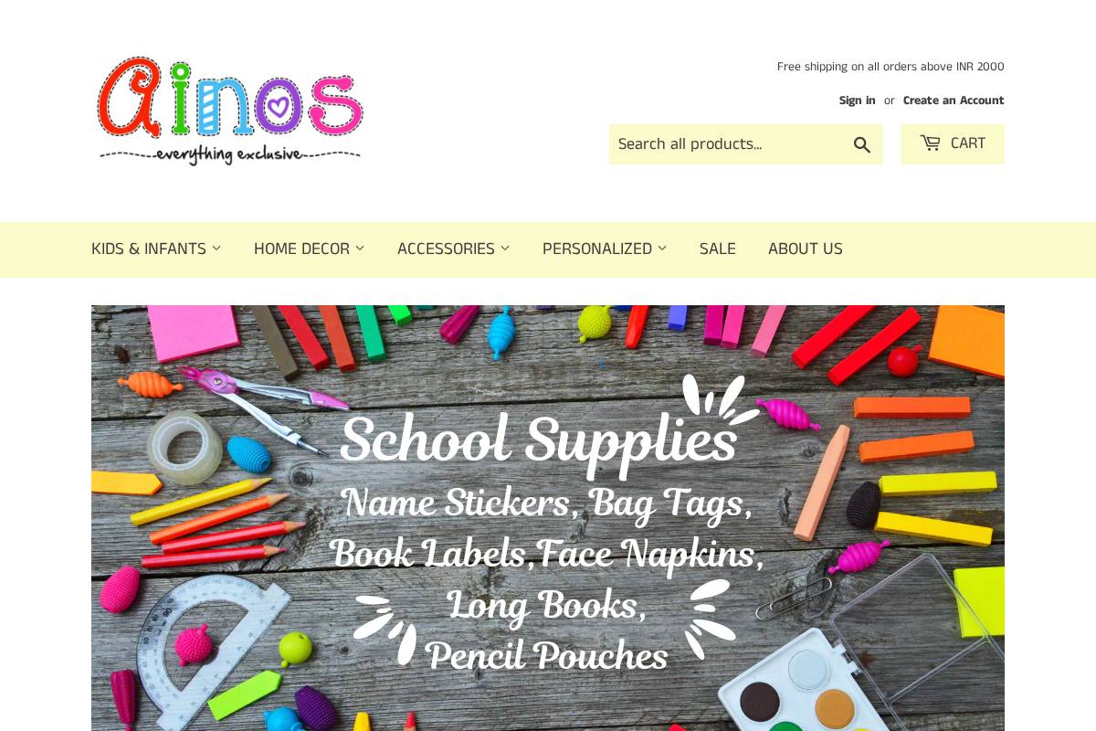 ainos.in homepage screenshot