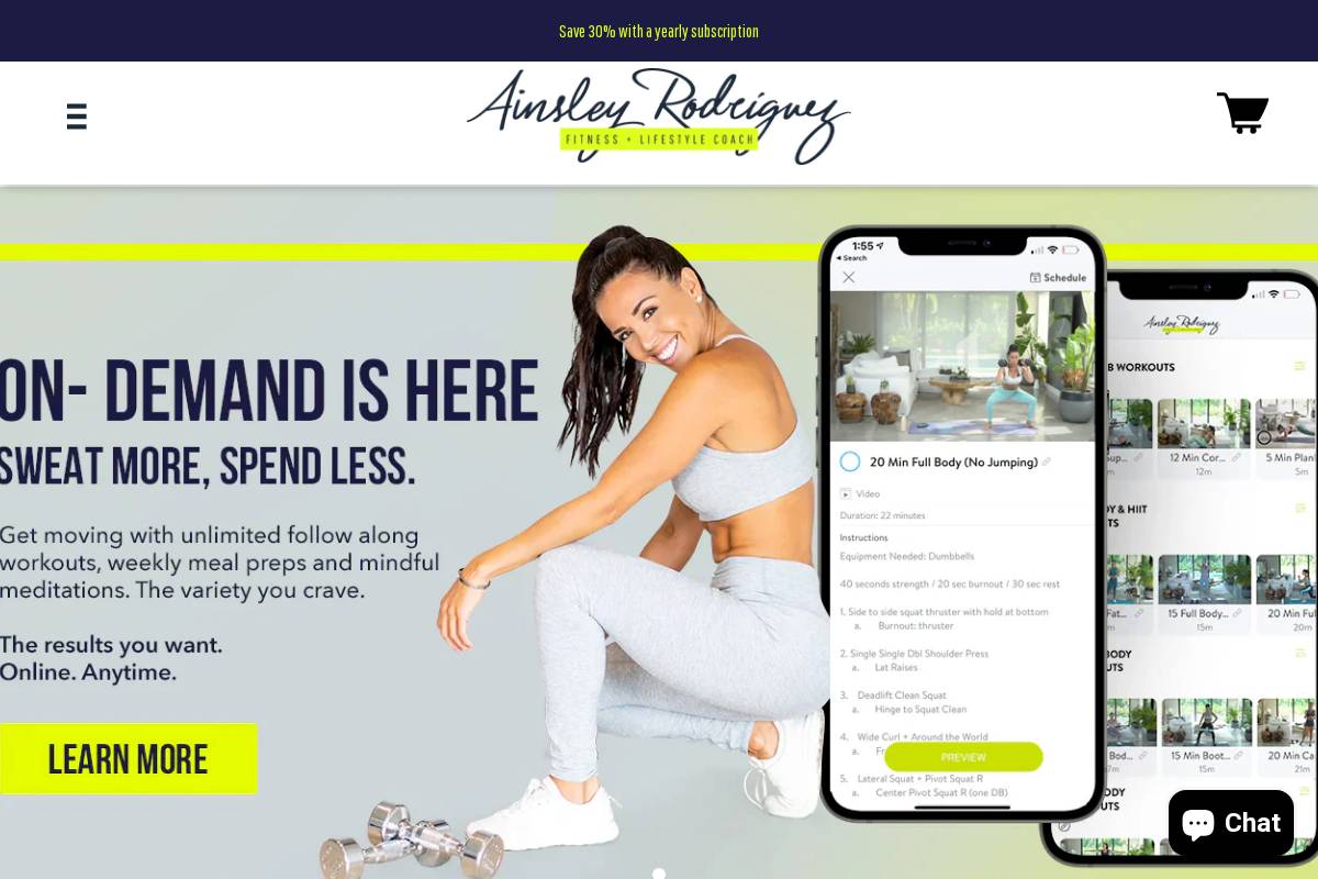 ainsleyrodriguez.com homepage screenshot