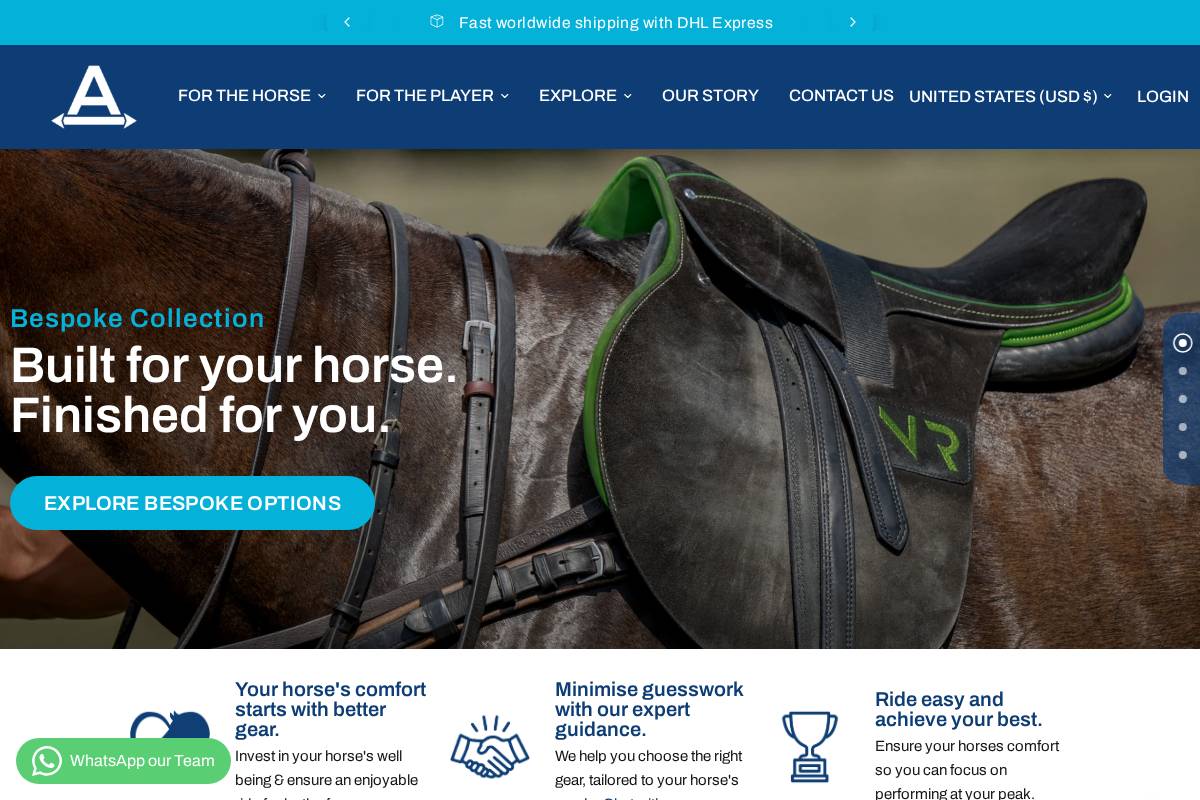 ainsleysaddlery.com homepage screenshot