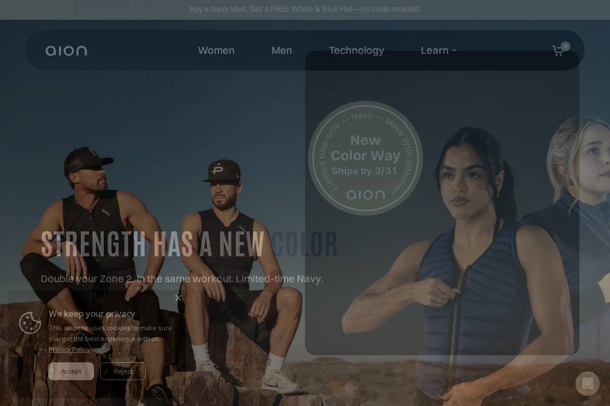 aiongear.com homepage screenshot