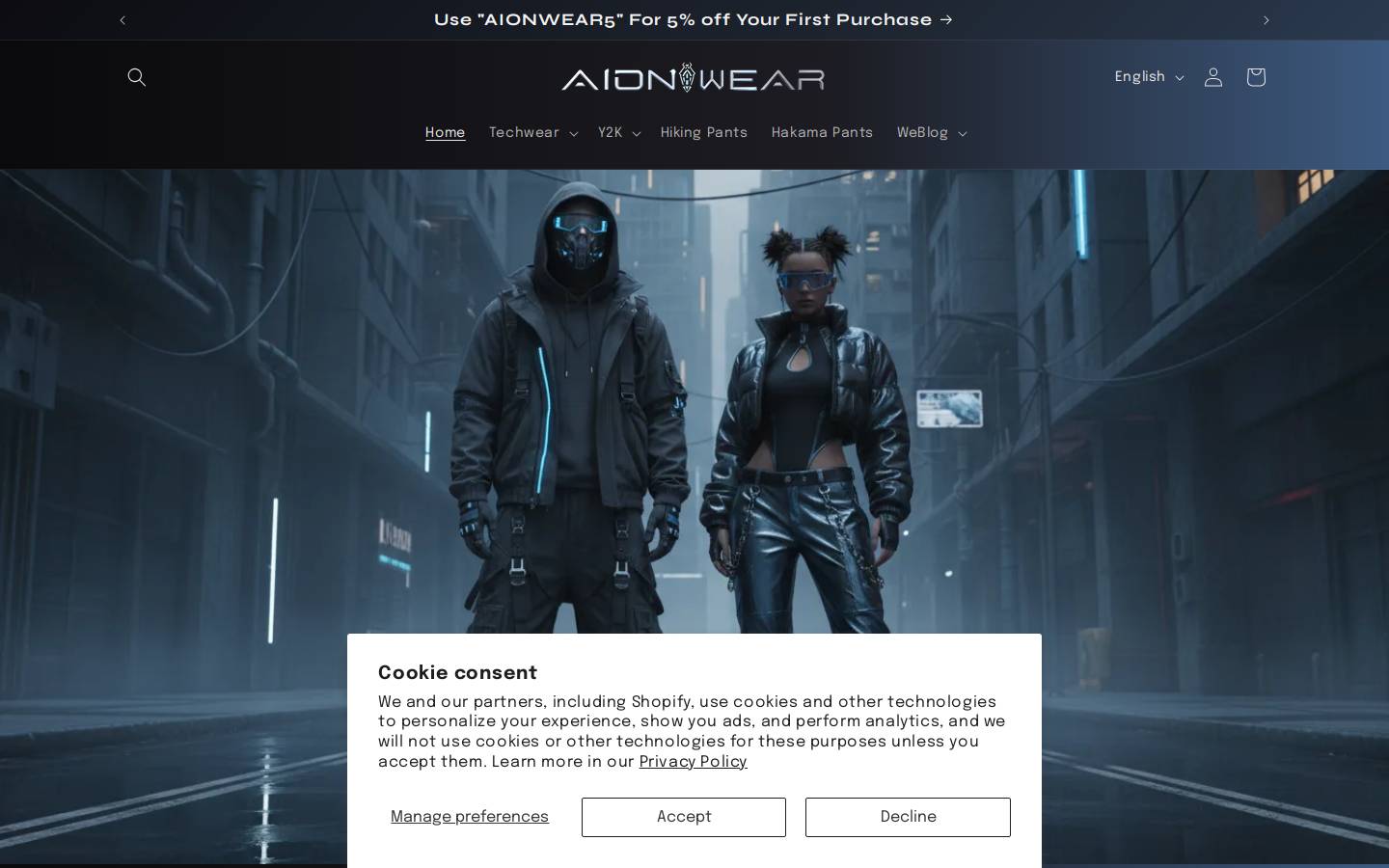 aionwear.com homepage screenshot