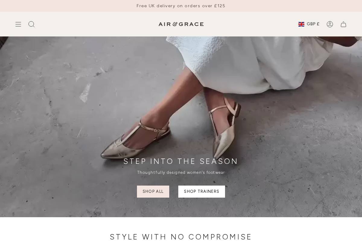 Air & Grace homepage screenshot