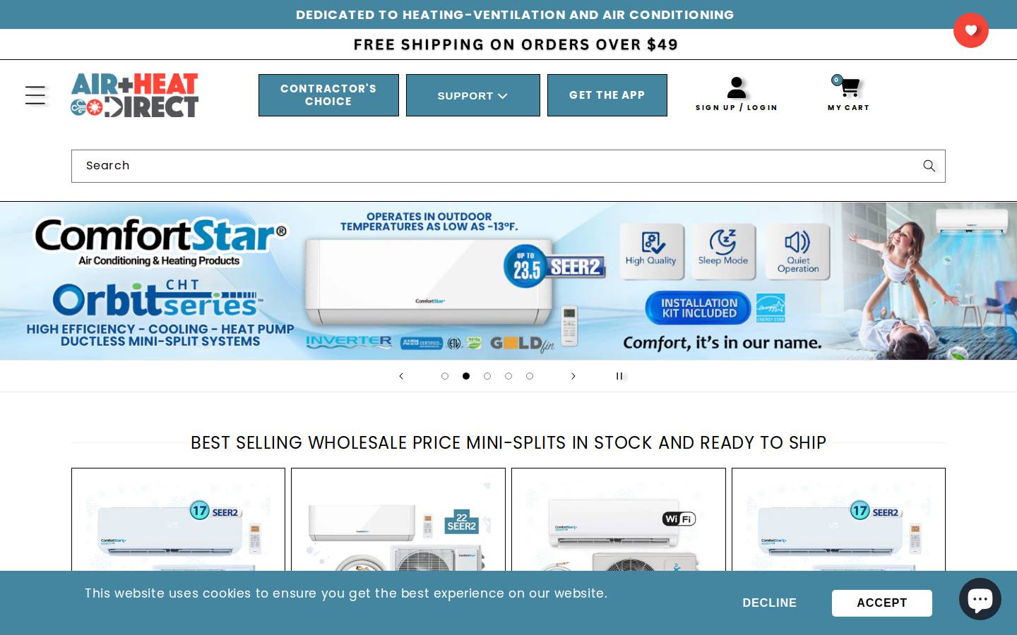 airandheatdirect.com homepage screenshot