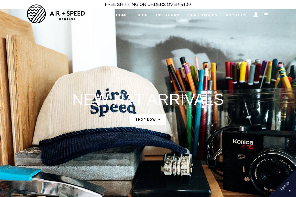 airandspeedclothing.com homepage screenshot