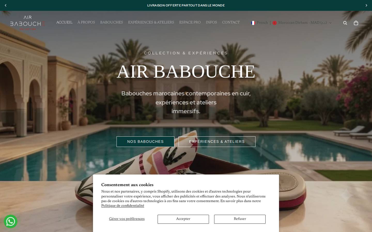 Air Babouche homepage screenshot