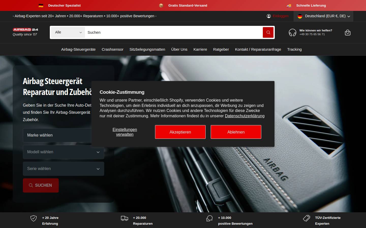 airbag24.de homepage screenshot